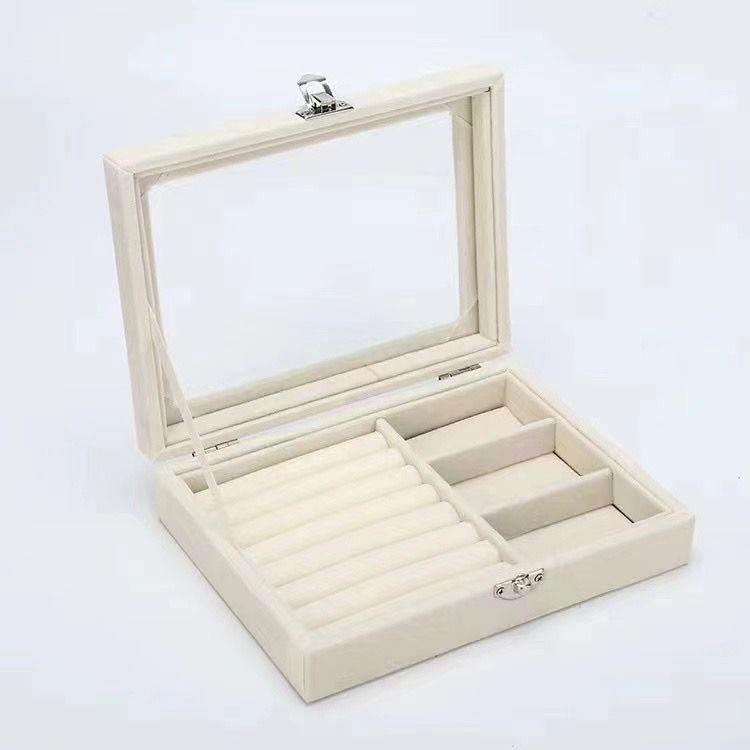 Velvet Jewellery Storage Organizer With Glass Lid