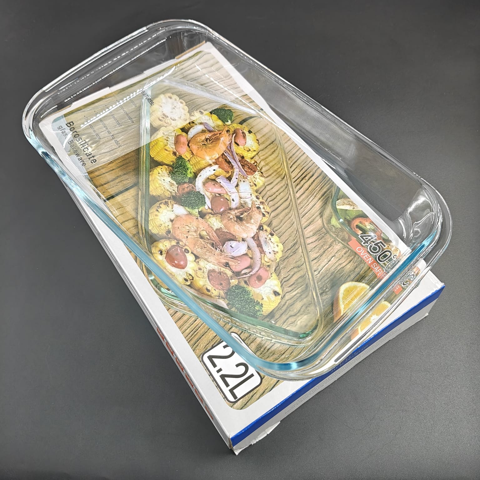 EMMA GLASS SQ BOWL - 2.2L