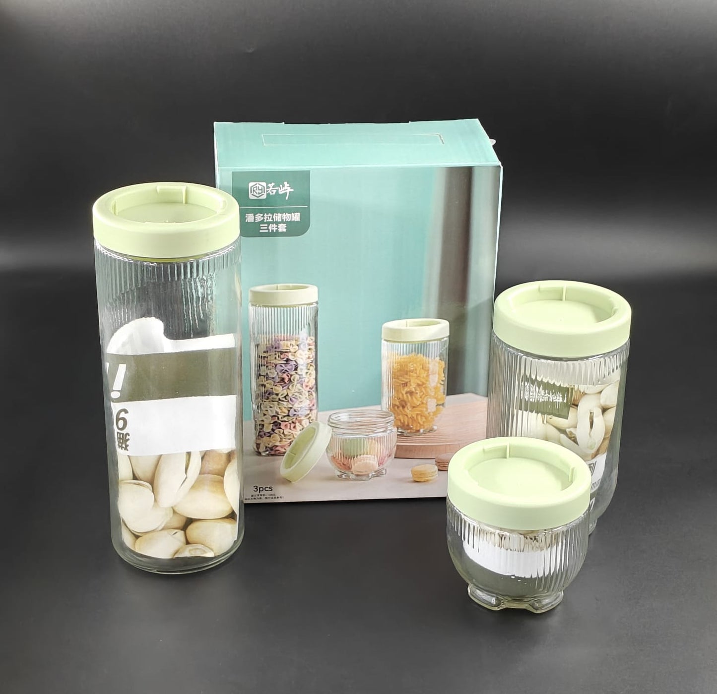 CANNISTER 3 SET GLASS