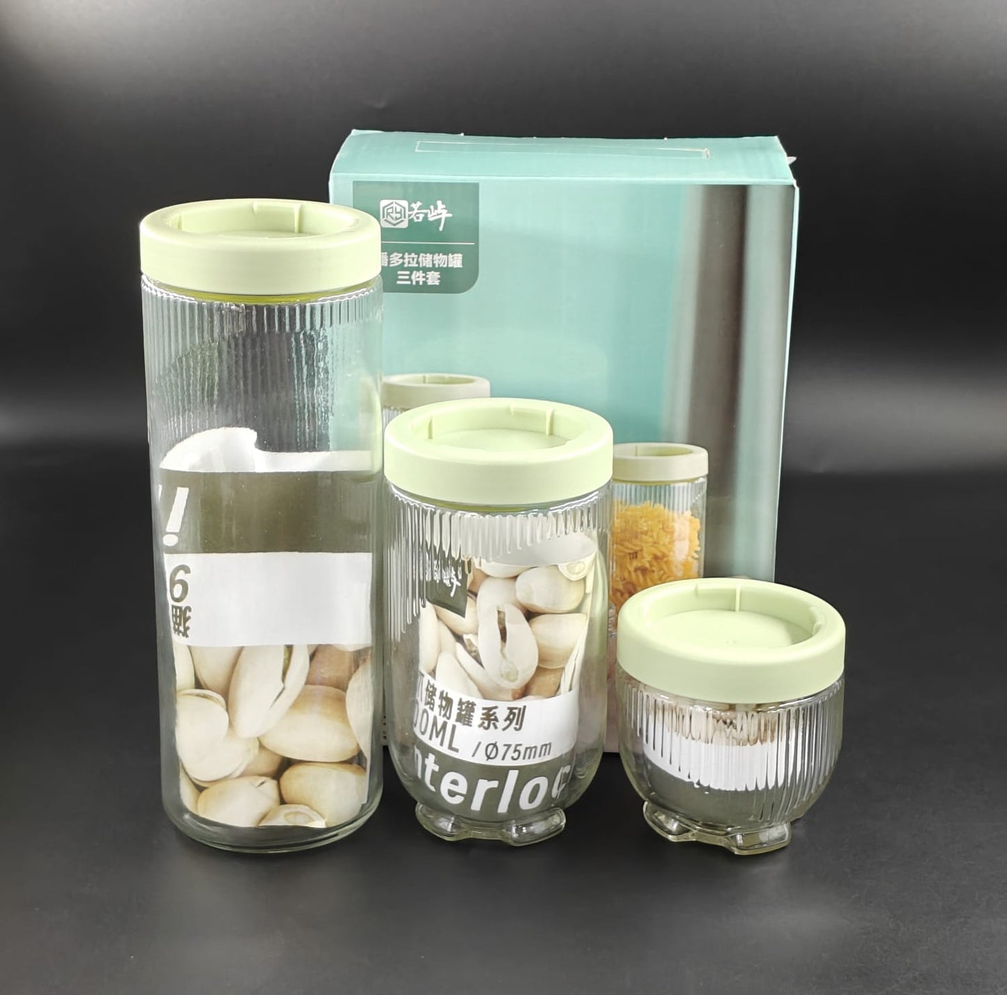 CANNISTER 3 SET GLASS