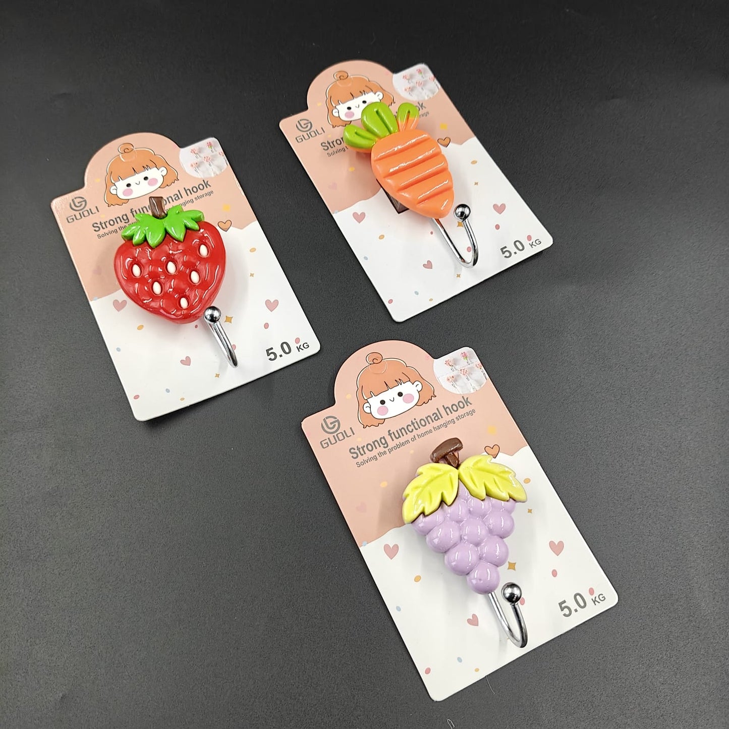 CUTE FRUIT DESIGN ADHESIVE HOOKS
