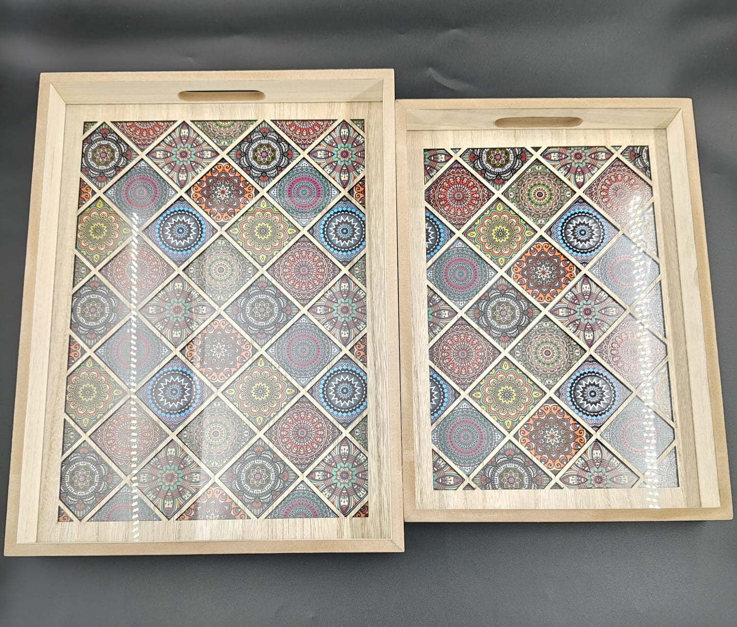 WOODEN TRAY SET OF 2
