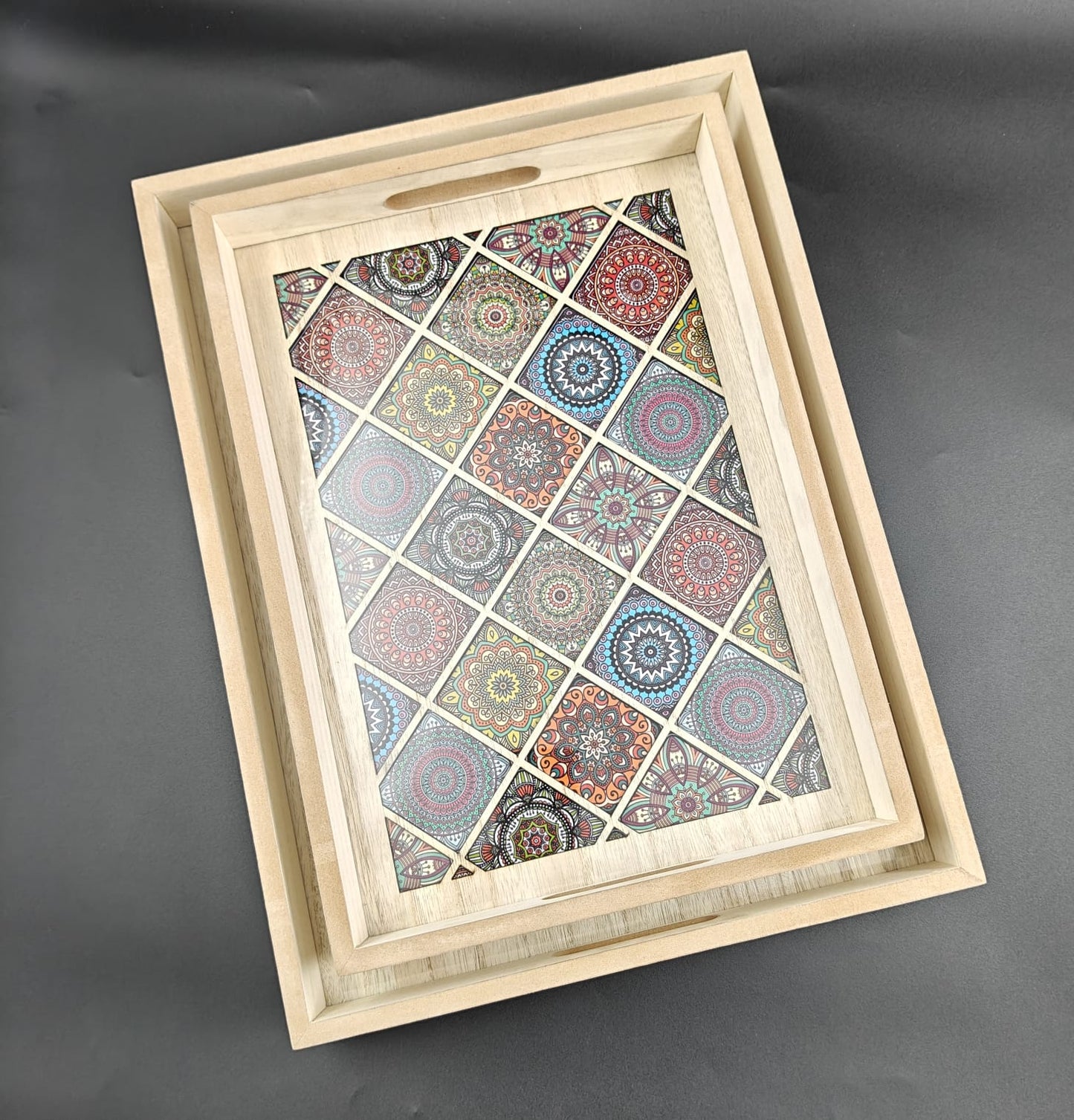 WOODEN TRAY SET OF 2