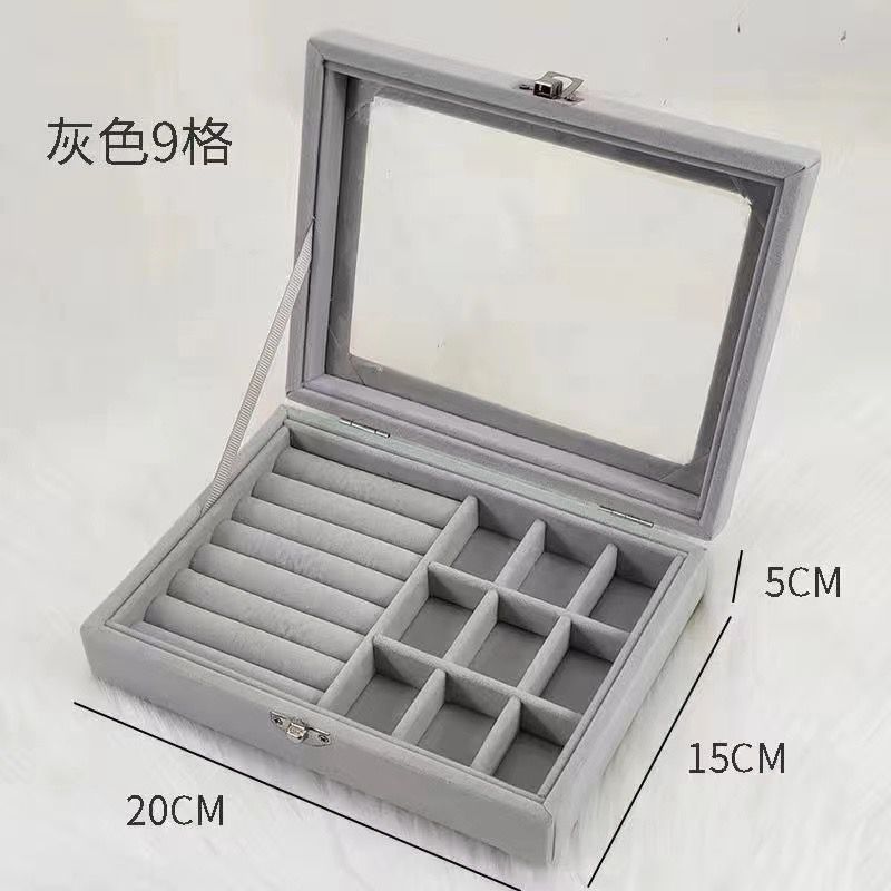 Velvet Jewellery Storage Organizer With Glass Lid