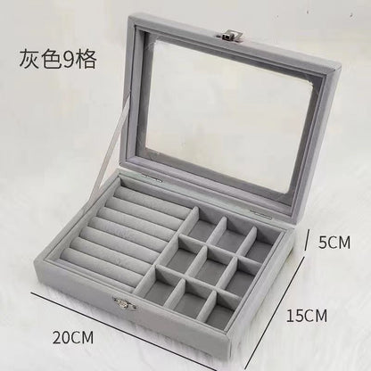 Velvet Jewellery Storage Organizer With Glass Lid
