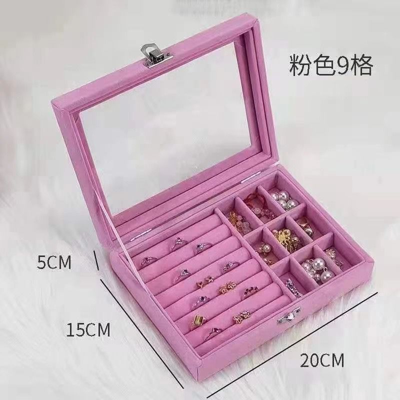 Velvet Jewellery Storage Organizer With Glass Lid