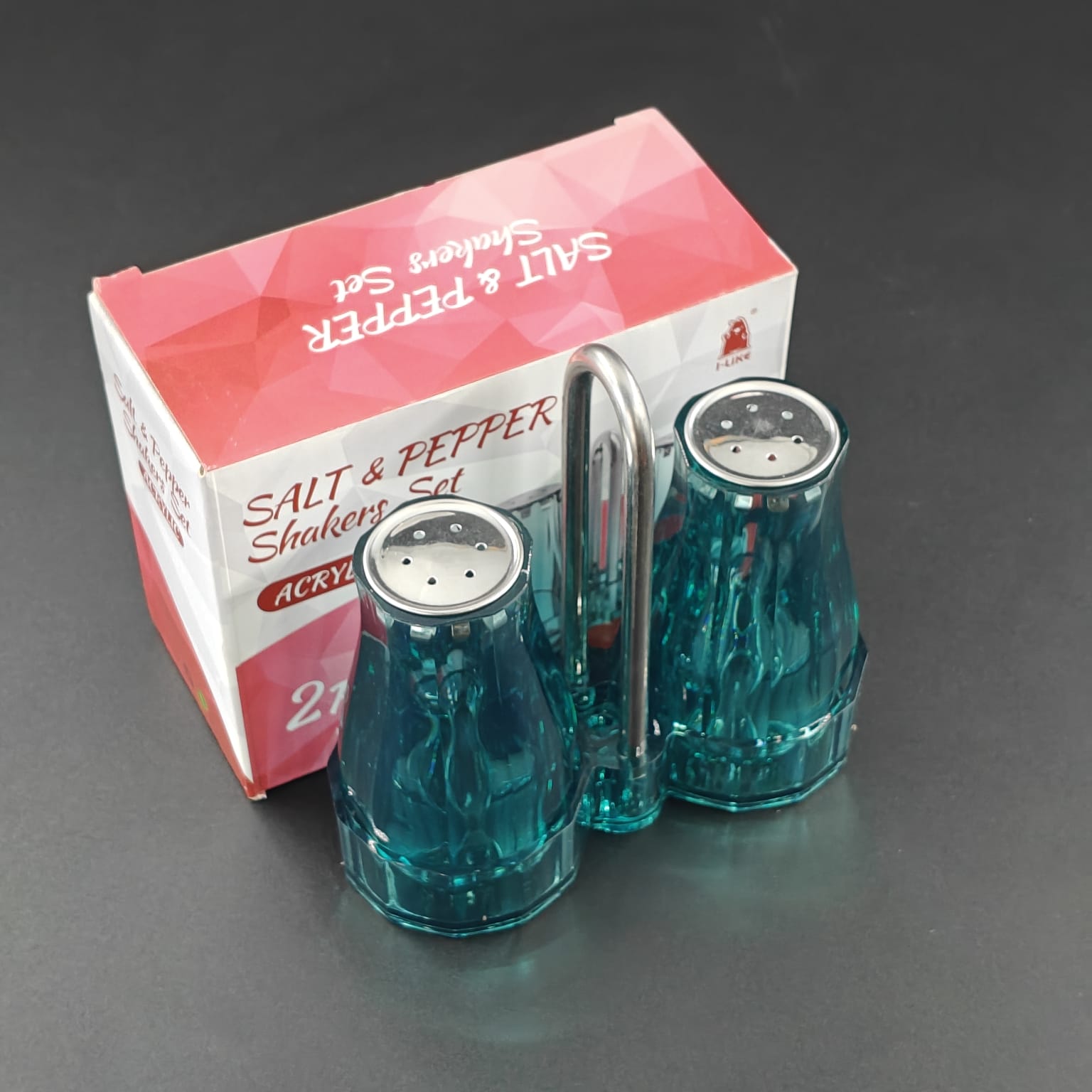 BLUE ARCYLIC SALT AND PEPPER DISPENSER -102 4S2