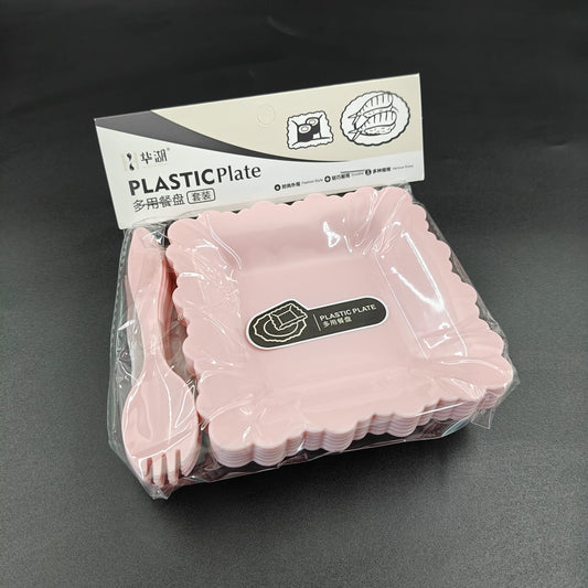 PLASTIC PLATE AND FORK SET