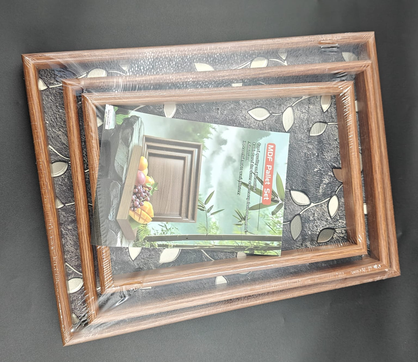 WOODEN TRAY 3PC SET