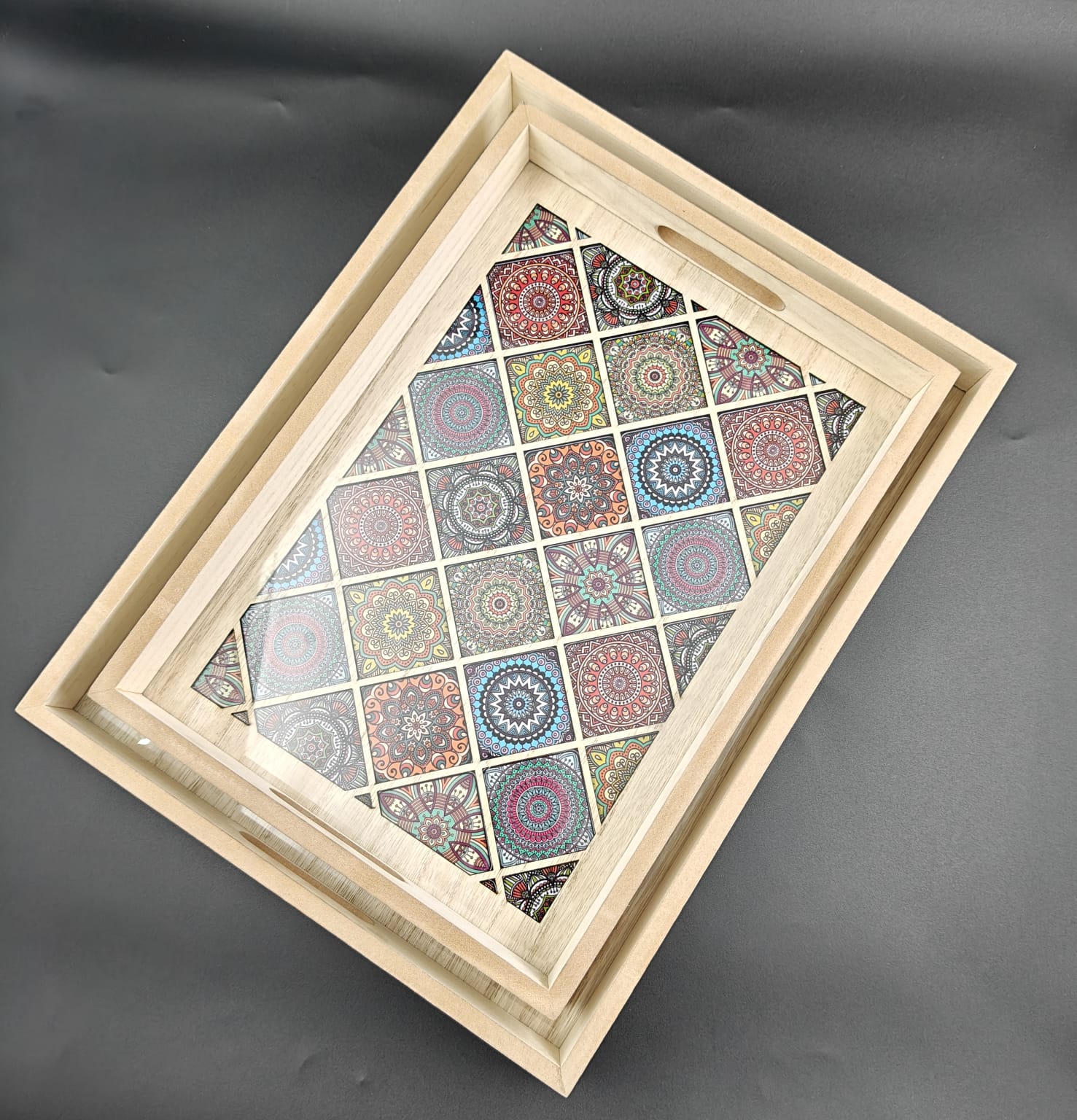 WOODEN TRAY SET OF 2