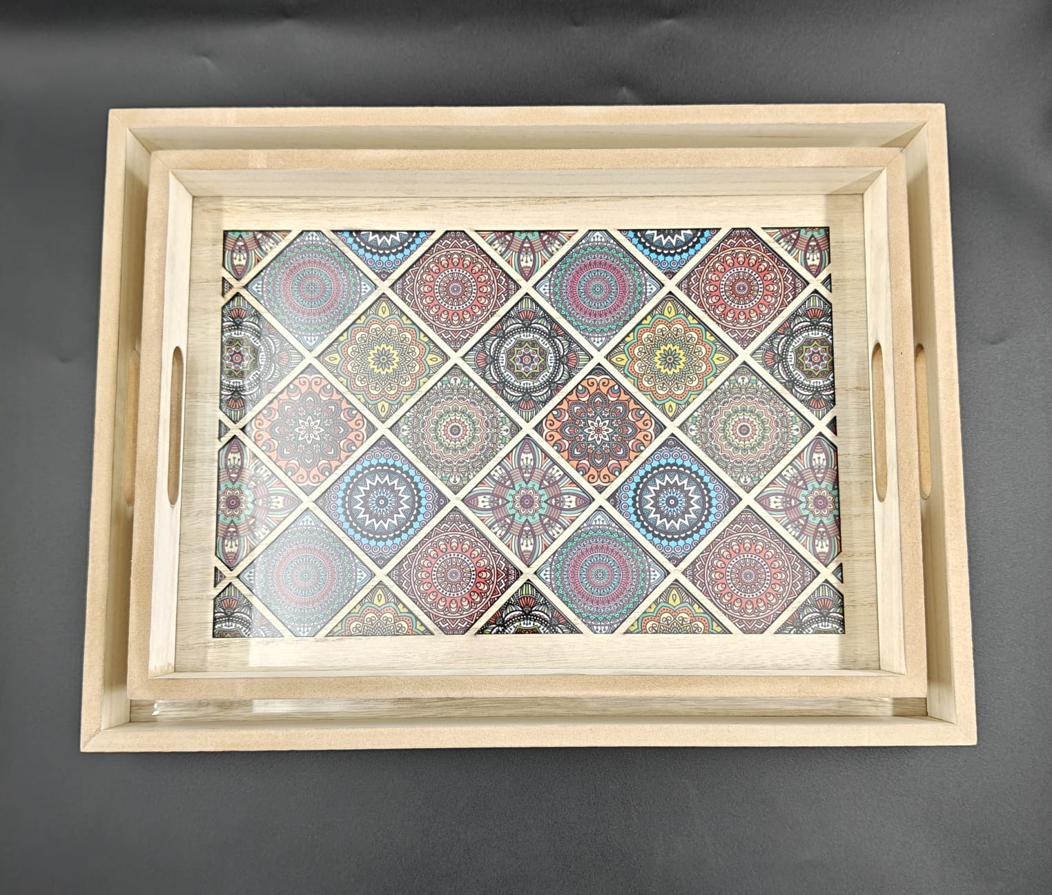 WOODEN TRAY SET OF 2